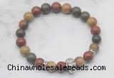 CGB7354 8mm picasso jasper bracelet with skull for men or women