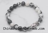 CGB7369 8mm black & white jasper bracelet with buddha for men or women