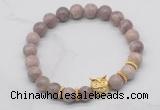 CGB7372 8mm lepidolite bracelet with owl head for men or women