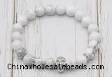 CGB7390 8mm white howlite bracelet with skull for men or women