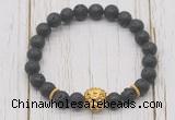 CGB7408 8mm black lava bracelet with lion head for men or women