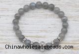 CGB7425 8mm labradorite bracelet with skull for men or women