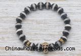 CGB7431 8mm Tibetan agate bracelet with skull for men or women