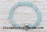 CGB7440 8mm sea blue banded agate bracelet with leopard head for men or women