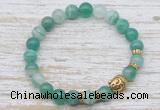 CGB7444 8mm green banded agate bracelet with buddha for men or women