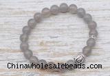 CGB7453 8mm round grey agate bracelet with buddha for men or women