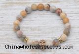 CGB7456 8mm yellow crazy lace agate bracelet with skull for men or women