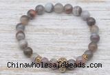 CGB7459 8mm Botswana agate bracelet with skull for men or women