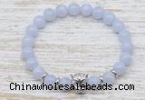 CGB7460 8mm blue lace agate bracelet with leopard head for men or women