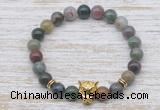 CGB7465 8mm Indian agate bracelet with leopard head for men or women