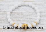 CGB7470 8mm white candy jade bracelet with lion head for men or women