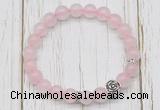 CGB7486 8mm rose quartz bracelet with flower charm for men or women