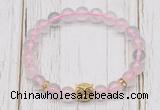 CGB7487 8mm rose quartz bracelet with owl head for men or women