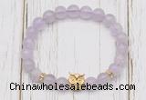 CGB7488 8mm lavender amethyst bracelet with owl head for men or women