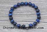 CGB7524 8mm blue tiger eye bracelet with skull for men or women