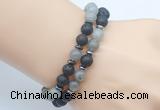 CGB7648 8mm black lava & labradorite gemstone mala stretchy bracelets