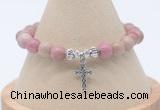 CGB7751 8mm pink wooden jasper bead with luckly charm bracelets