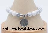 CGB7790 8mm white howlite bead with luckly charm bracelets