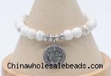 CGB7791 8mm white howlite bead with luckly charm bracelets