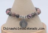 CGB7802 8mm rhodonite bead with luckly charm bracelets wholesale