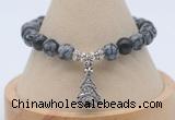 CGB7806 8mm snowflake obsidian bead with luckly charm bracelets