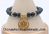 CGB7823 8mm black tourmaline bead with luckly charm bracelets