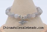 CGB7838 8mm grey banded agate bead with luckly charm bracelets