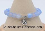 CGB7839 8mm blue banded agate bead with luckly charm bracelets