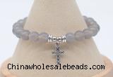 CGB7853 8mm grey agate bead with luckly charm bracelets