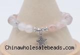 CGB7896 8mm pink quartz bead with luckly charm bracelets