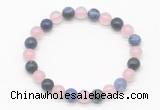 CGB8010 8mm rose quartz & sodalite gemstone beaded stretchy bracelets