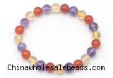 CGB8027 8mm amethyst, citrine & red agate beaded stretchy bracelets