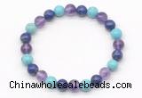 CGB8031 8mm amethyst, lapis lazuli & blue howlite beaded stretchy bracelets