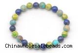 CGB8032 8mm lapis lazuli, blue & green sea sediment jasper beaded stretchy bracelets