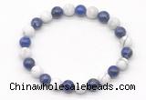 CGB8033 8mm lapis lazuli & matte white howlite beaded stretchy bracelets