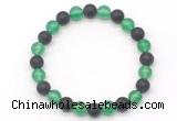 CGB8046 8mm green agate & matte black agate beaded stretchy bracelets