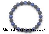 CGB8047 8mm lapis lazuli & matte black agate beaded stretchy bracelets