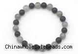 CGB8053 8mm labradorite & matte black agate beaded stretchy bracelets