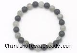 CGB8072 8mm labradorite & black lava beaded stretchy bracelets