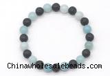 CGB8077 8mm amazonite & black lava beaded stretchy bracelets