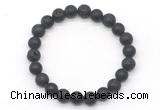 CGB8079 8mm matte black agate & black lava beaded stretchy bracelets