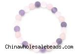 CGB8084 8mm matte white crystal, rose quartz & amethyst beaded stretchy bracelets