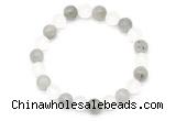 CGB8087 8mm matte white crystal & labradorite beaded stretchy bracelets