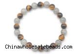 CGB8088 8mm matte yellow tiger eye & labradorite beaded stretchy bracelets