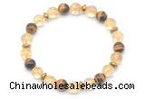 CGB8102 8mm citrine, yellow tiger eye & hematite power beads bracelet