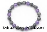 CGB8105 8mm black labradorite, amethyst & hematite power beads bracelet