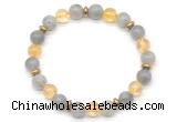 CGB8110 8mm labradorite, citrine & hematite power beads bracelet