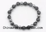 CGB8116 8mm black labradorite & hematite power beads bracelet