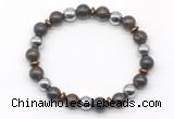 CGB8117 8mm bronzite & hematite power beads bracelet