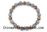 CGB8120 8mm labradorite, yellow tiger eye & hematite power beads bracelet